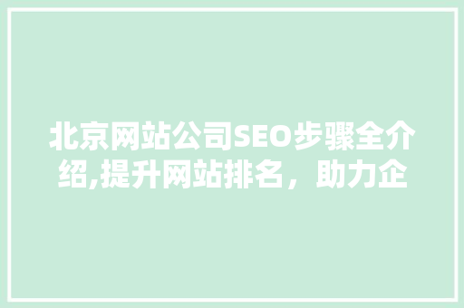 北京网站公司SEO步骤全介绍,提升网站排名，助力企业腾飞
