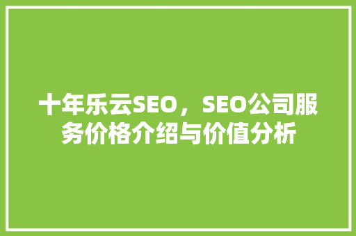 十年乐云SEO，SEO公司服务价格介绍与价值分析