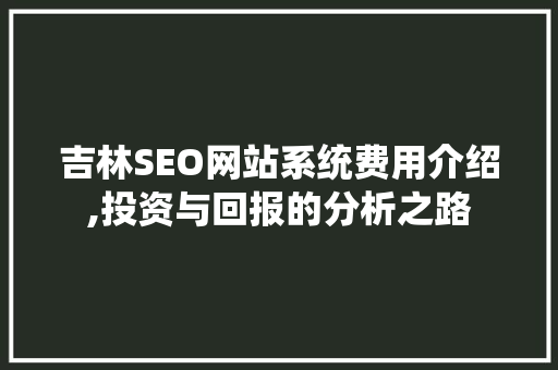 吉林SEO网站系统费用介绍,投资与回报的分析之路