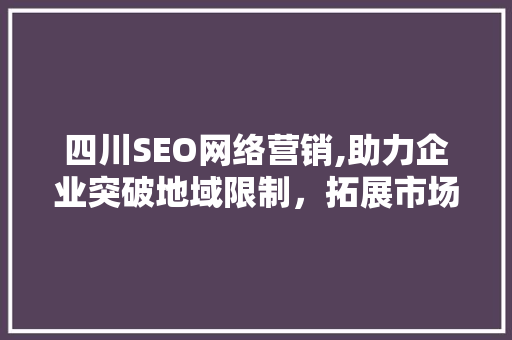 四川SEO网络营销,助力企业突破地域限制，拓展市场新蓝海