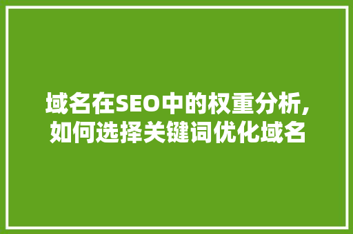 域名在SEO中的权重分析,如何选择关键词优化域名