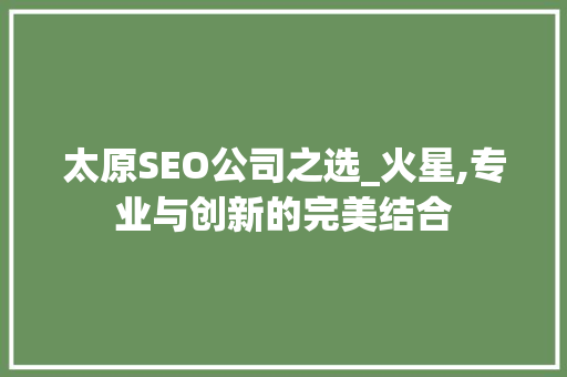 太原SEO公司之选_火星,专业与创新的完美结合