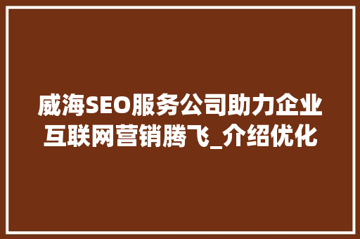 威海SEO服务公司助力企业互联网营销腾飞_介绍优化之路
