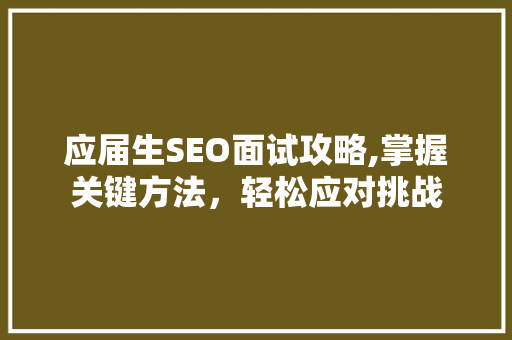 应届生SEO面试攻略,掌握关键方法，轻松应对挑战