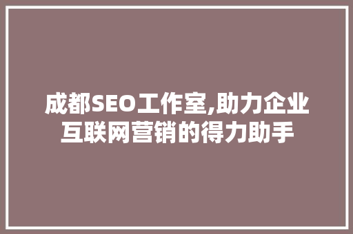成都SEO工作室,助力企业互联网营销的得力助手