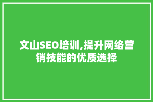 文山SEO培训,提升网络营销技能的优质选择