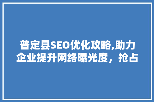 普定县SEO优化攻略,助力企业提升网络曝光度，抢占市场先机