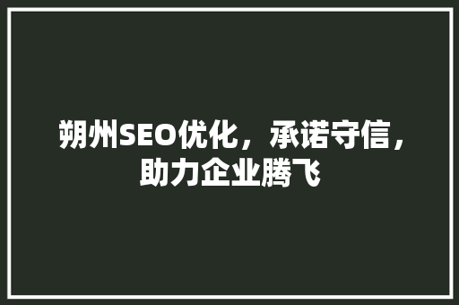 朔州SEO优化，承诺守信，助力企业腾飞