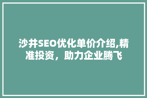 沙井SEO优化单价介绍,精准投资，助力企业腾飞