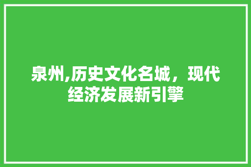 泉州,历史文化名城，现代经济发展新引擎