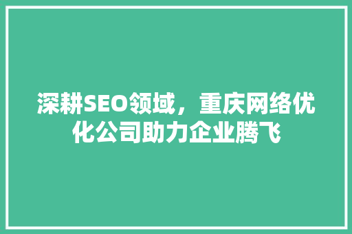 深耕SEO领域，重庆网络优化公司助力企业腾飞