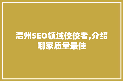 温州SEO领域佼佼者,介绍哪家质量最佳