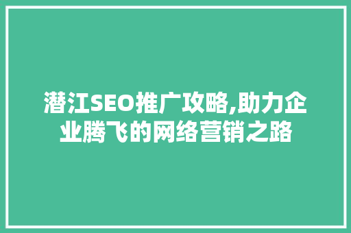 潜江SEO推广攻略,助力企业腾飞的网络营销之路