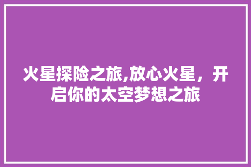 火星探险之旅,放心火星，开启你的太空梦想之旅
