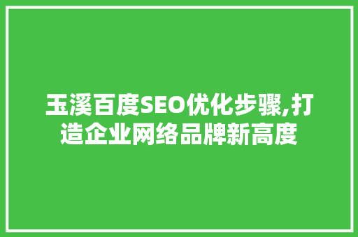 玉溪百度SEO优化步骤,打造企业网络品牌新高度