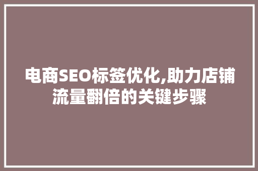 电商SEO标签优化,助力店铺流量翻倍的关键步骤