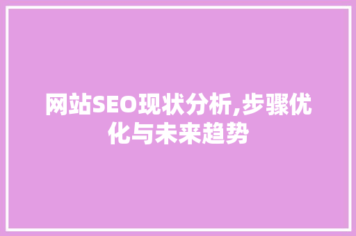 网站SEO现状分析,步骤优化与未来趋势