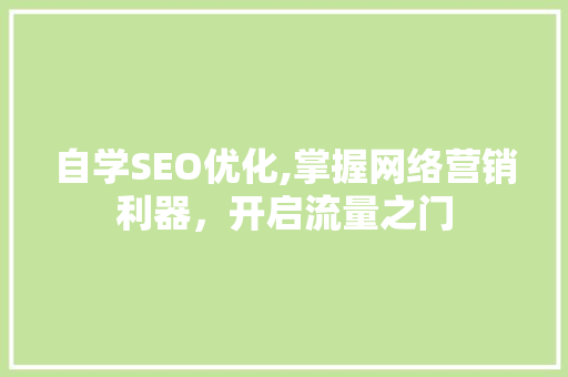 自学SEO优化,掌握网络营销利器，开启流量之门