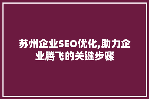 苏州企业SEO优化,助力企业腾飞的关键步骤