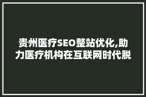 贵州医疗SEO整站优化,助力医疗机构在互联网时代脱颖而出