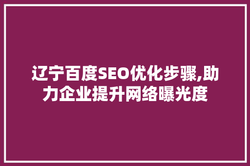 辽宁百度SEO优化步骤,助力企业提升网络曝光度