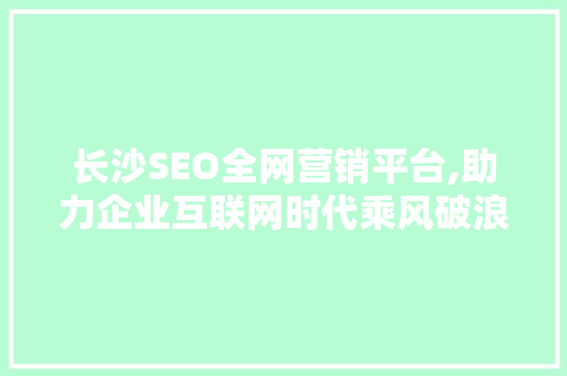 长沙SEO全网营销平台,助力企业互联网时代乘风破浪