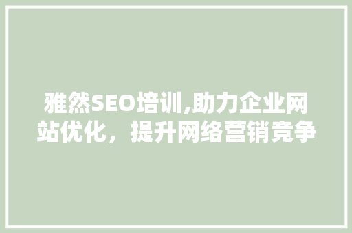 雅然SEO培训,助力企业网站优化，提升网络营销竞争力