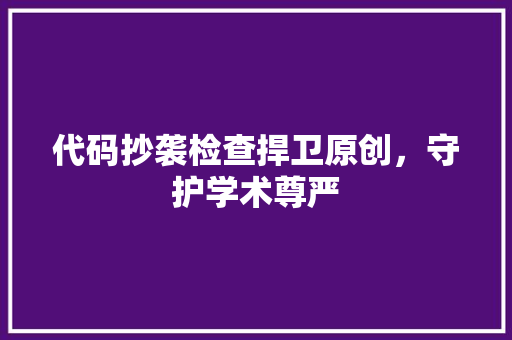 代码抄袭检查捍卫原创，守护学术尊严