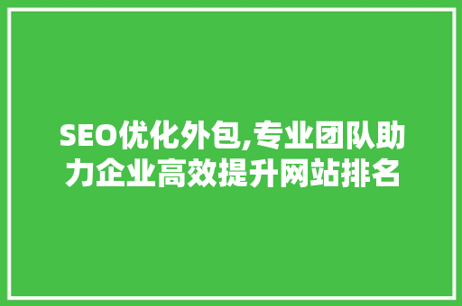 SEO优化外包,专业团队助力企业高效提升网站排名