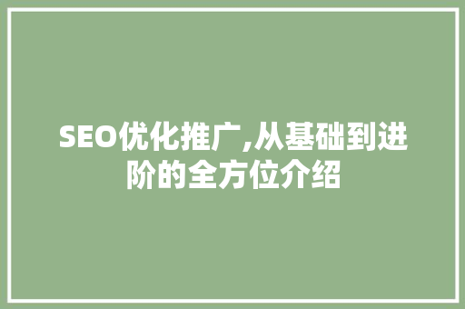 SEO优化推广,从基础到进阶的全方位介绍  第1张