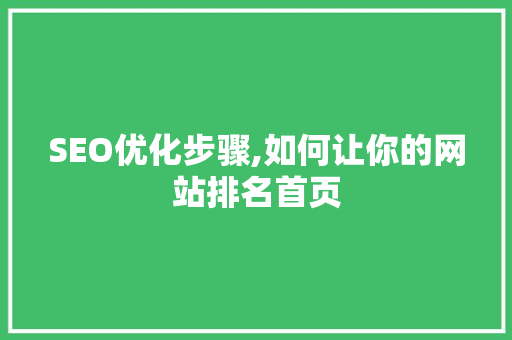 SEO优化步骤,如何让你的网站排名首页