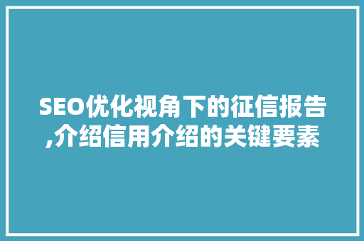 SEO优化视角下的征信报告,介绍信用介绍的关键要素
