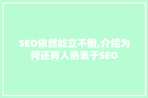 SEO依然屹立不倒,介绍为何还有人热衷于SEO