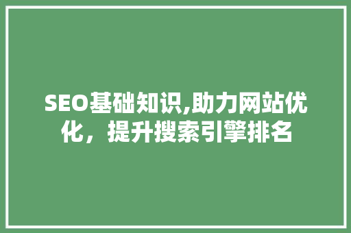 SEO基础知识,助力网站优化，提升搜索引擎排名