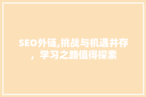 SEO外链,挑战与机遇并存，学习之路值得探索