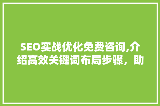 SEO实战优化免费咨询,介绍高效关键词布局步骤，助你网站排名飞跃