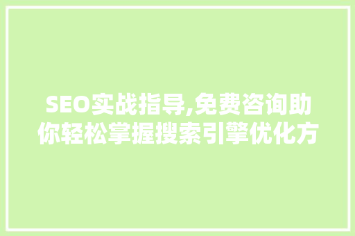 SEO实战指导,免费咨询助你轻松掌握搜索引擎优化方法