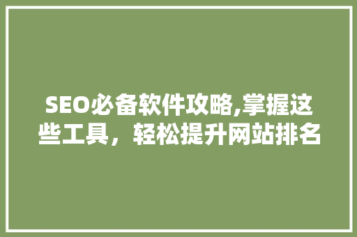 SEO必备软件攻略,掌握这些工具，轻松提升网站排名