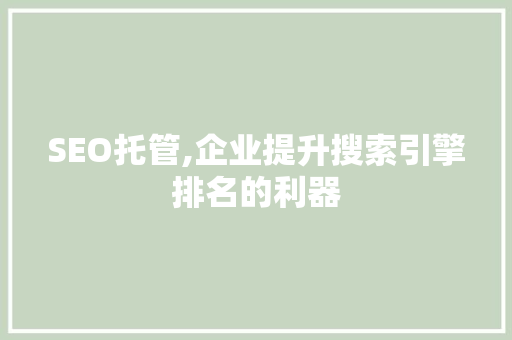SEO托管,企业提升搜索引擎排名的利器