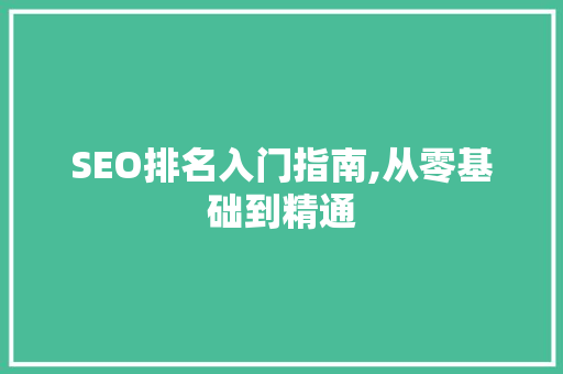 SEO排名入门指南,从零基础到精通