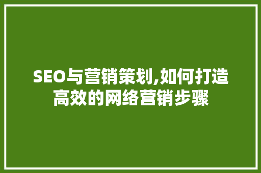 SEO与营销策划,如何打造高效的网络营销步骤