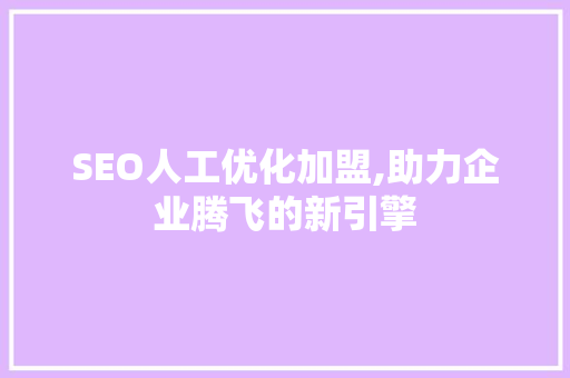 SEO人工优化加盟,助力企业腾飞的新引擎