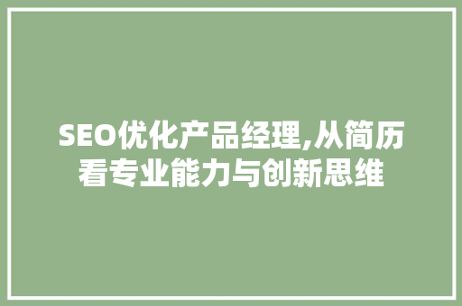 SEO优化产品经理,从简历看专业能力与创新思维