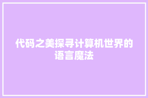 代码之美探寻计算机世界的语言魔法