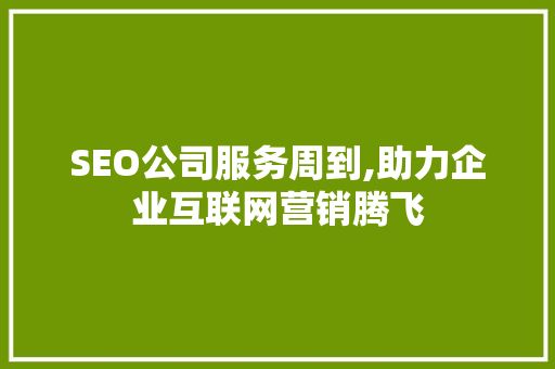 SEO公司服务周到,助力企业互联网营销腾飞