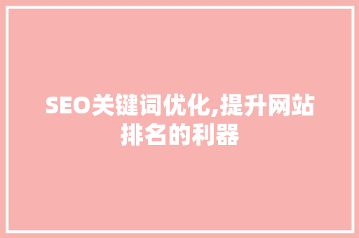 SEO关键词优化,提升网站排名的利器