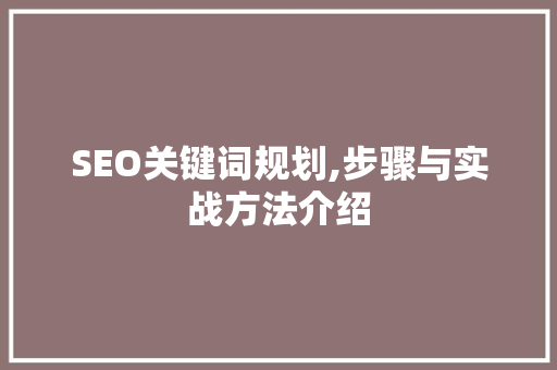 SEO关键词规划,步骤与实战方法介绍