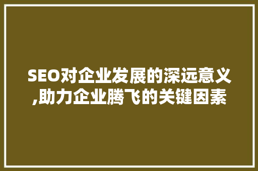 SEO对企业发展的深远意义,助力企业腾飞的关键因素