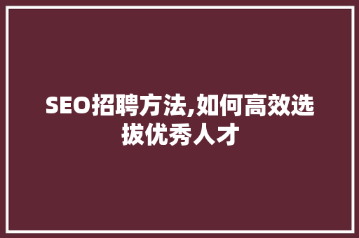 SEO招聘方法,如何高效选拔优秀人才