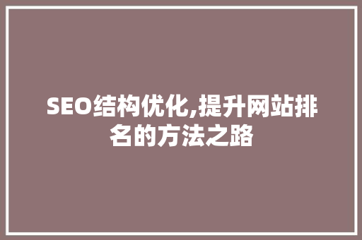 SEO结构优化,提升网站排名的方法之路